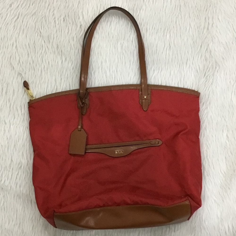 Lauren Ralph Lauren red large tote purse